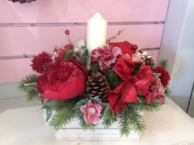 Red candle arrangement